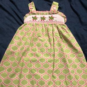 Shrimp and Grits Smocked Turtle dress
